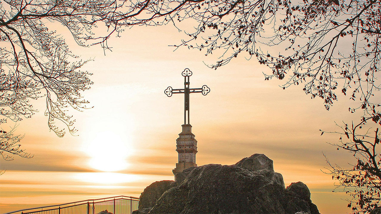 A holy cross scene.