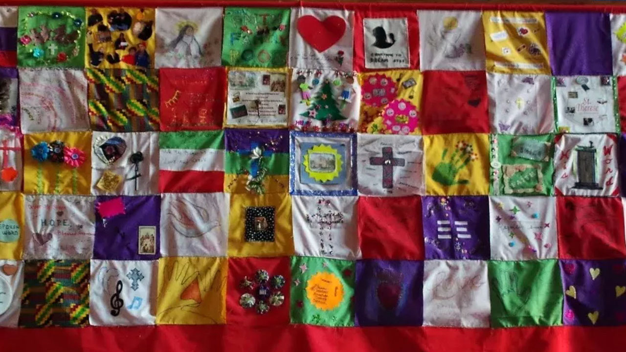 The St. Therese Little Flower Parish Patchwork Quilt.