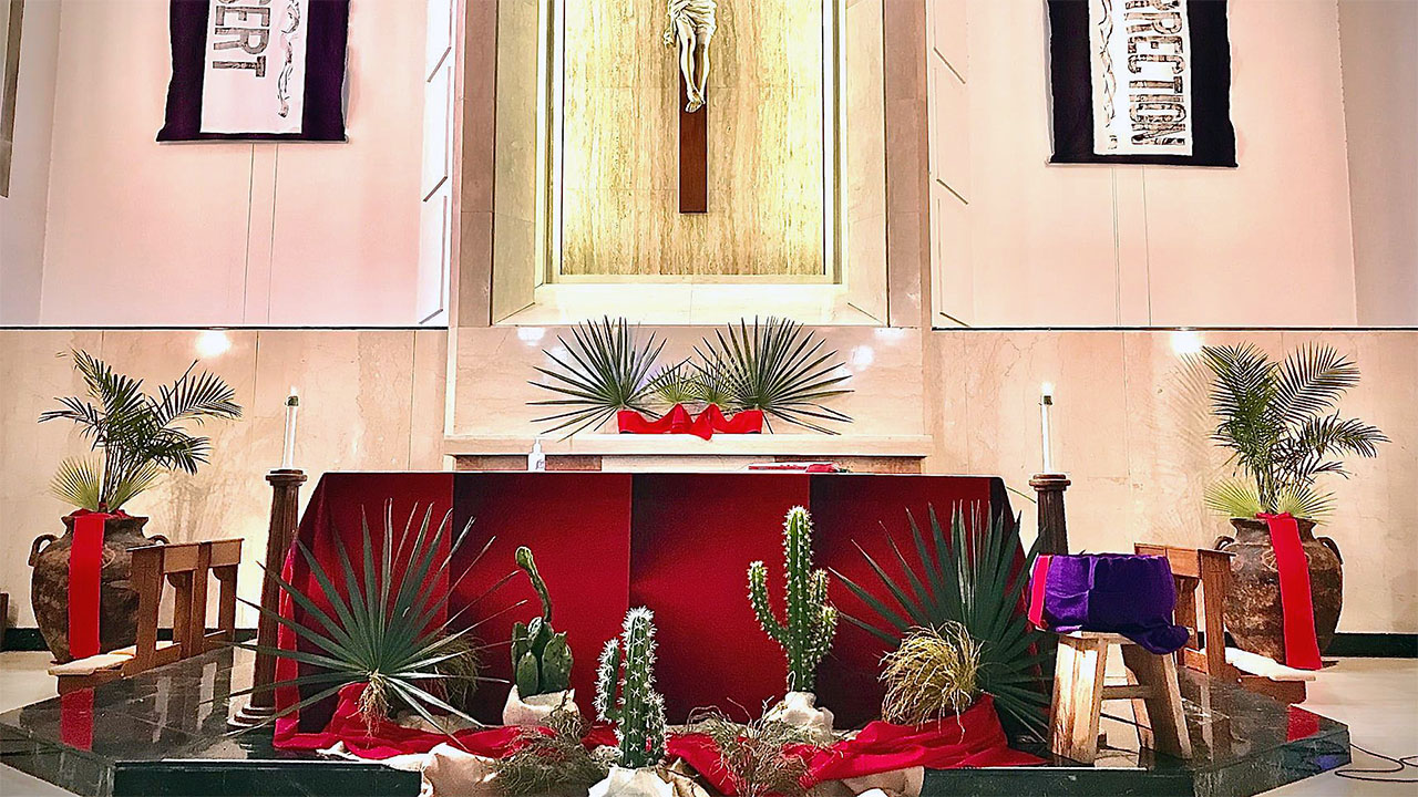 The altar at the St. Therese Little Flower Parish.