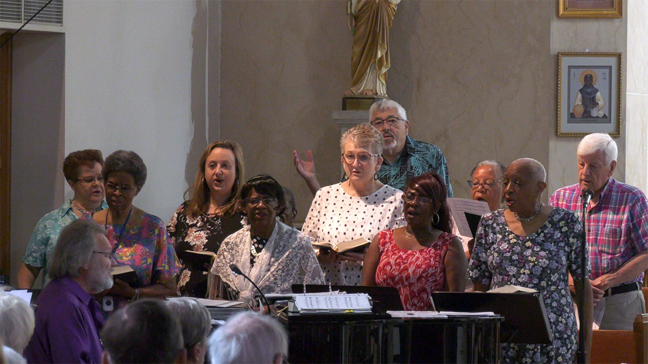 The Gospel Choir performing at a St. Therese Little Flower Parish Sunday Mass.